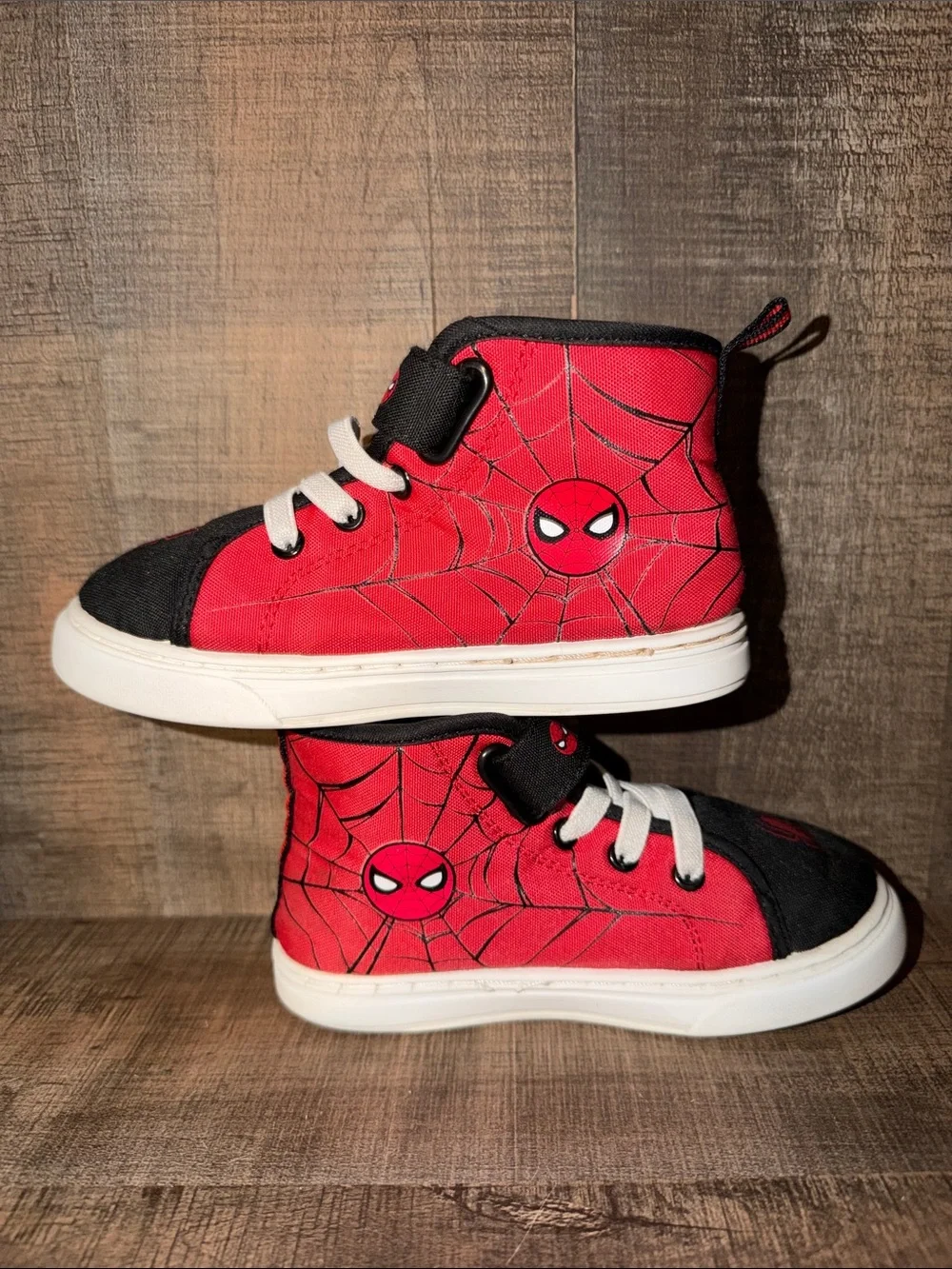 Spiderman Red, Black & White Kids High-Top Sneakers-size 10